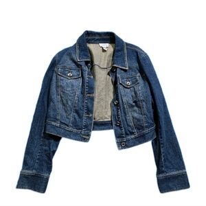 LOFT Jean Jacket Vintage Y2k Trucker Womens 12 Blue Short Denim Preppy Coat